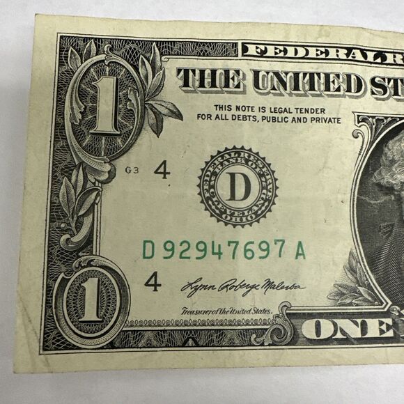 Fancy Serial Number 1 One Dollar Bill - Sum Of 53 - Picture 4 of 8